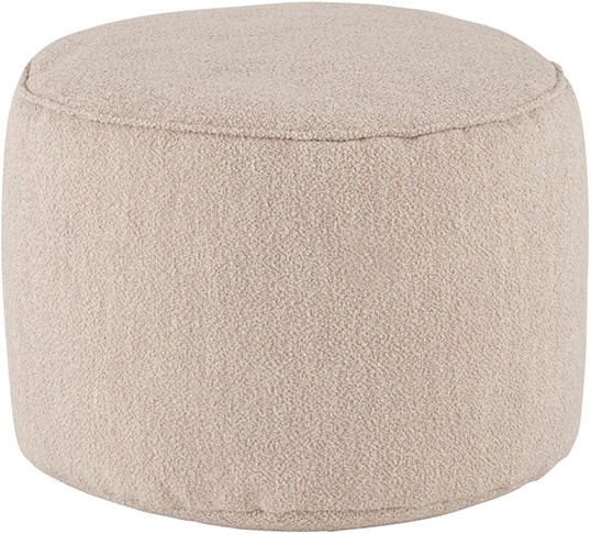 Der Baggy Pouf - Ø50 - Alpine - Naturel 01 auf weißem Hintergrund, aus einer niedrigen Perspektive fotografiert - MySons