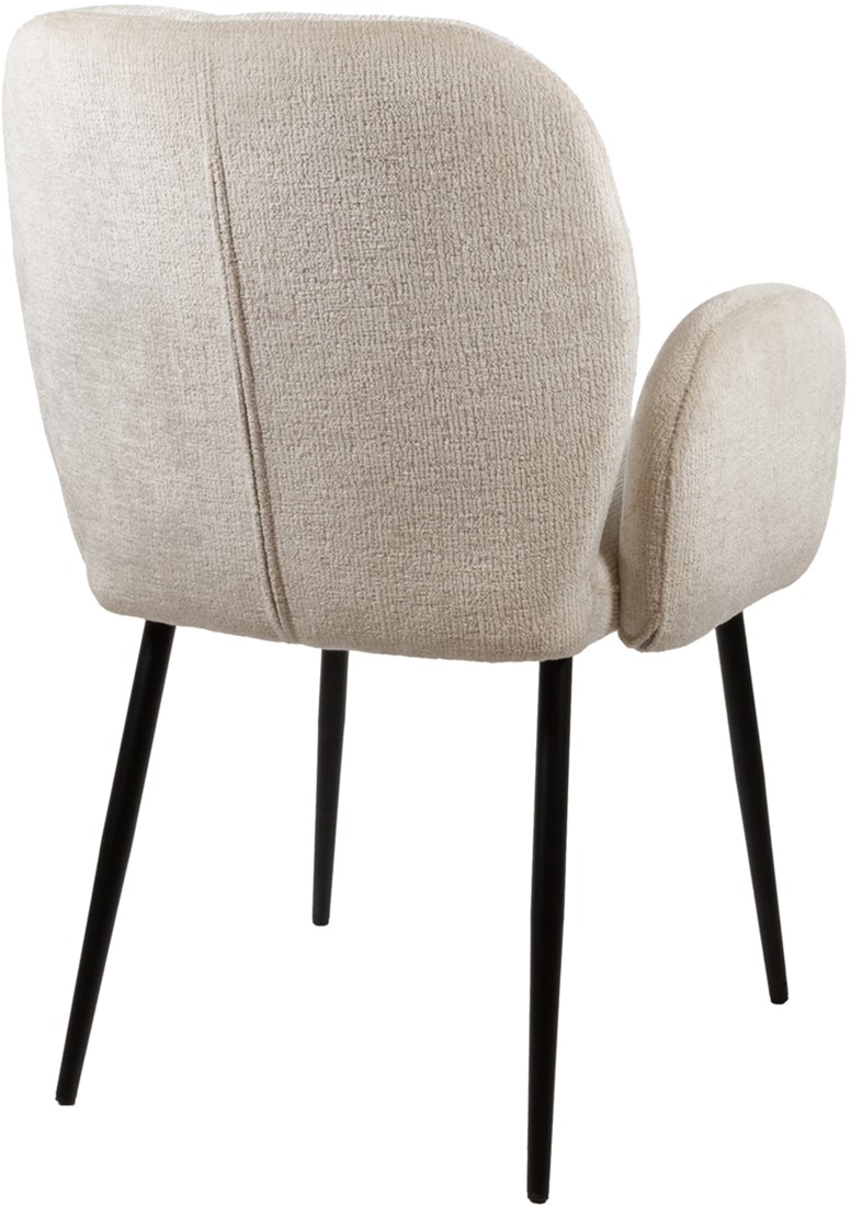 Bobby Esszimmerstuhl ohne Armlehnen, Perfect Harmony Ivory 02, von hinten auf weißem Hintergrund - MySons