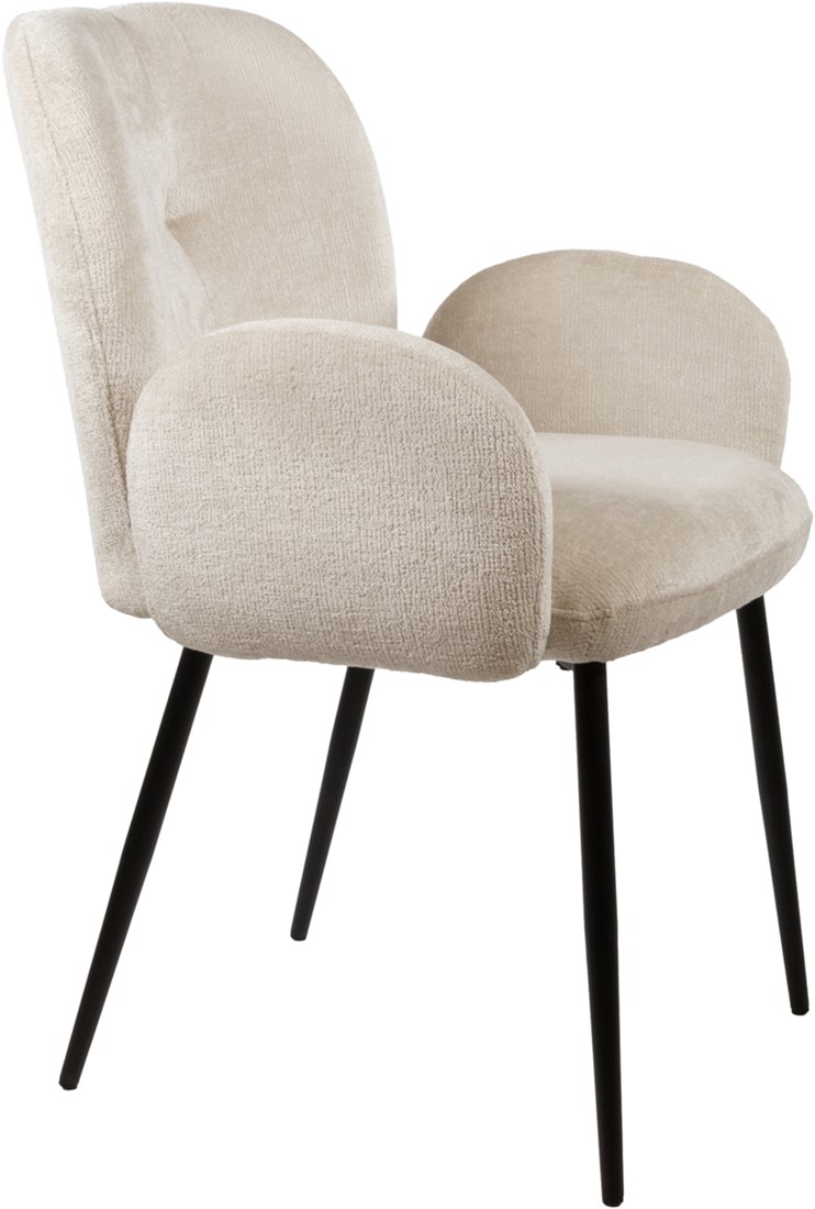 Bobby Esszimmerstuhl in Perfect Harmony Ivory 02, schräg von vorne auf weißem Hintergrund fotografiert - MySons