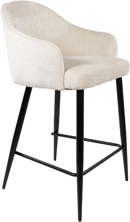Carmen Barstuhl Perfect Harmony Ivory 02 mit hellem Stoffbezug und schwarzen Metallbeinen auf weißem Hintergrund - MySons