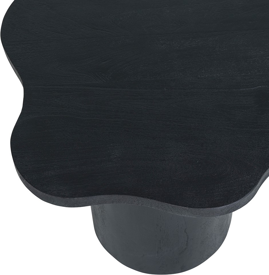 Detailaufnahme der schwarzen, gewellten Tischplatte des Fiore Couchtisch 98, Black - MySons