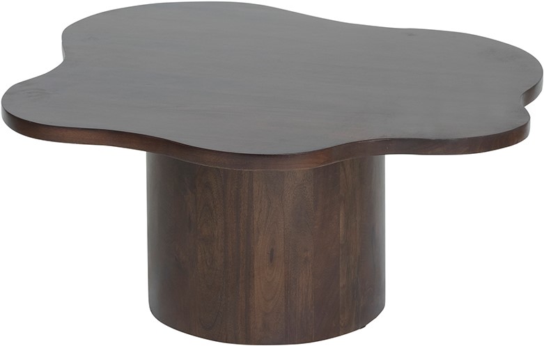 Fiore Couchtisch 98, Mango Mango Brown Walnut auf weißem Hintergrund, aus einer niedrigen Perspektive - MySons