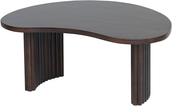 Firenze Couchtisch 85, Bohnenform, Mango Brown Walnut auf weißem Hintergrund, aus einem hohen Winkel fotografiert - MySons