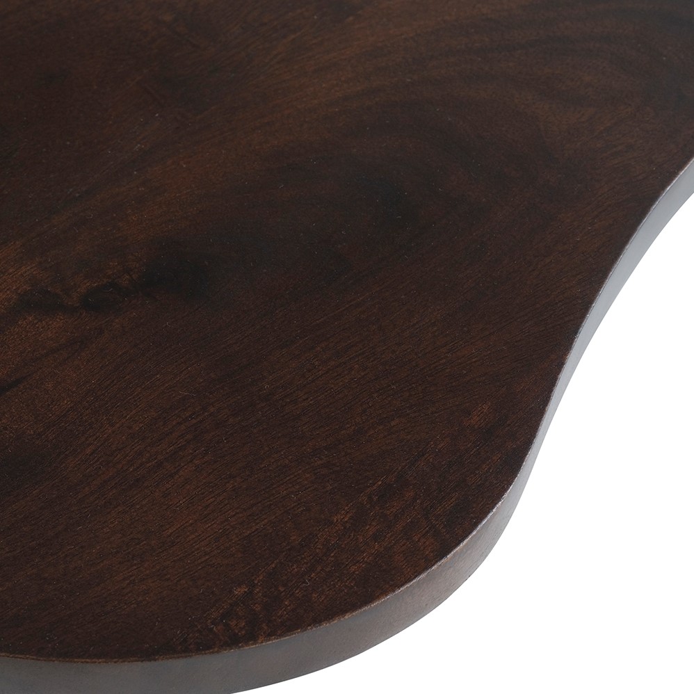 Detail der Tischplatte des Firenze Couchtisch 85, Bohnenform, in der Farbe Mango Brown Walnut - MySons