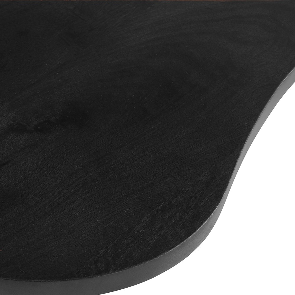 Detail der schwarzen Platte des Firenze Couchtisch 85, Bohnenform, Black - MySons