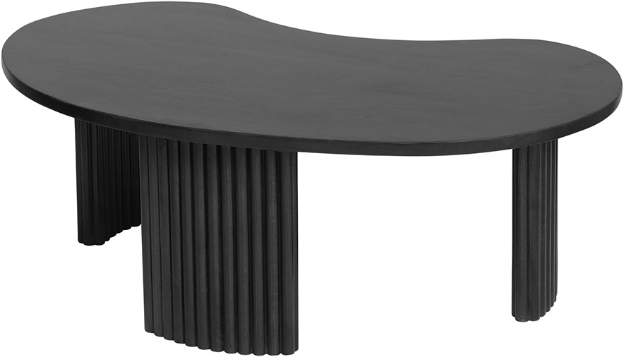 Firenze Couchtisch 125, Bohnenform, Black, auf weißem Hintergrund, aus niedrigem Blickwinkel - MySons