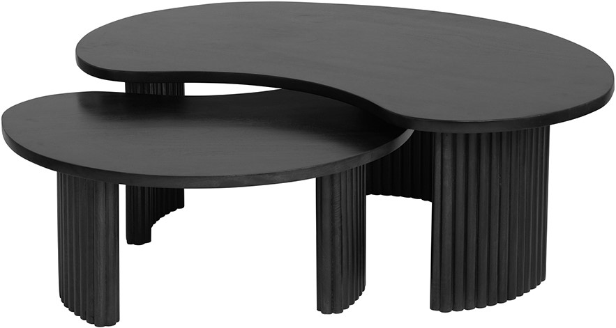 Der Firenze Couchtisch 125, Bohnenform, Black, auf weißem Hintergrund aus niedriger Kameraperspektive - MySons