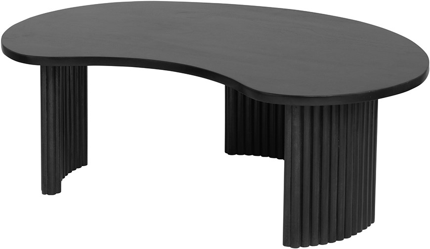 Firenze Couchtisch 125, Bohnenform, Black auf weißem Hintergrund, aus niedriger Perspektive - MySons
