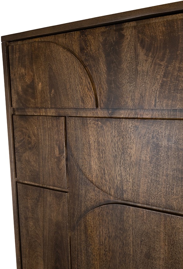 Wall cabinet 180 with 3 doors and 2 open compartments, Mango Brown Walnut - MySons