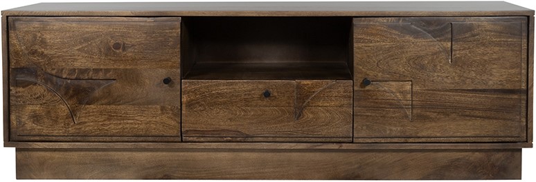 Sideboard TV 150 with 2 doors, 1 drawer and 1 open compartment, Mango Brown Walnut - MySons