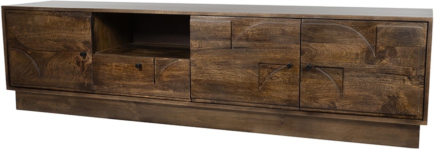 Sideboard TV 190 with 3 doors, 1 drawer and 1 open compartment, Mango Brown Walnut - MySons