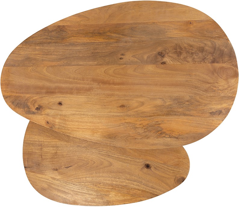 Kassel Couchtisch organisch, 2er-Set, Smooth Natural (17mm) von oben auf weißem Hintergrund fotografiert - MySons