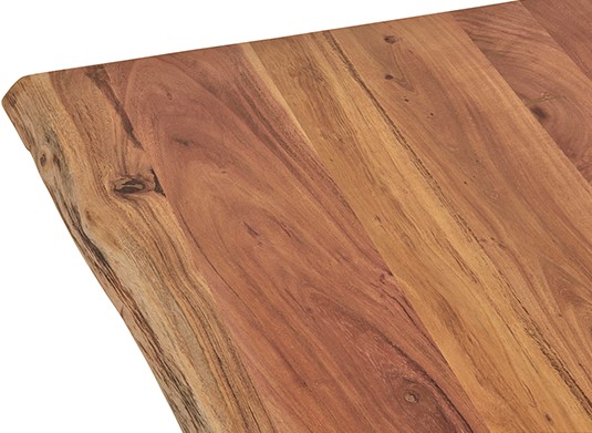 Detailaufnahme der Tischplatte des Esstisch 180 Nebel Table Collection, mit Holzmaserung und natürlicher Kante - MySons
