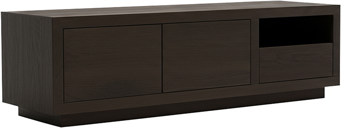 TV dressoir Tampere 150 cm met 2 deuren, 1 lade en 1 open vak, eiken donkerbruin - MySons