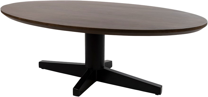Couchtisch 130, oval, Tischbein Black, Mango Brown Walnut auf weißem Hintergrund - MySons