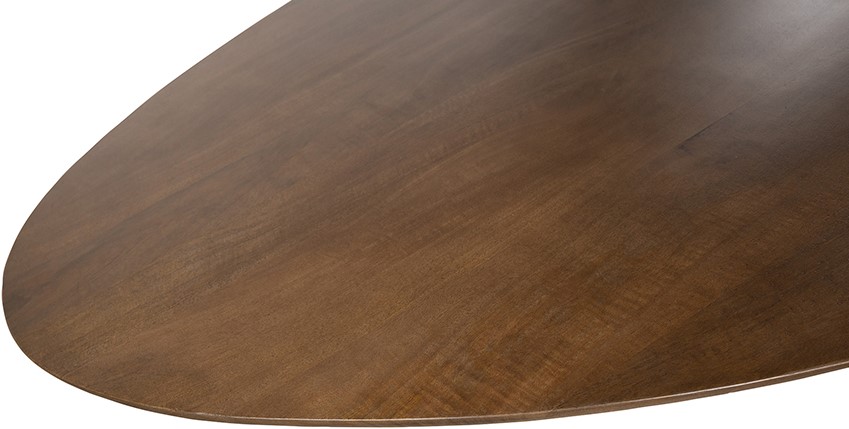 Detailaufnahme der ovalen Platte des Esstisch 190 in der Farbe Mango Brown Walnut - MySons