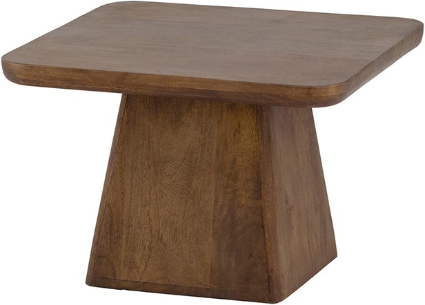 Couchtisch 60, Mango Brown Walnut auf weißem Hintergrund, aus einem niedrigen Blickwinkel fotografiert - MySons