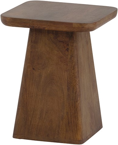Beistelltisch 40, Mango Brown Walnut auf weißem Hintergrund, aus einem niedrigen Blickwinkel fotografiert - MySons