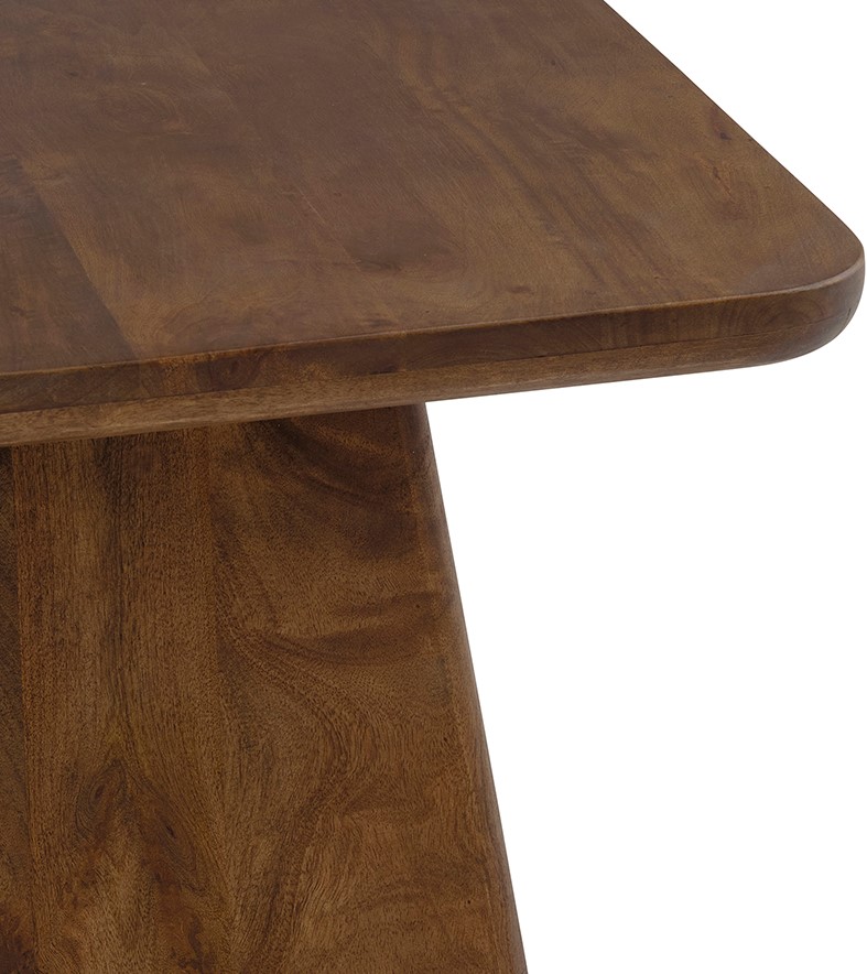 Detailaufnahme des Beistelltisch 40, Mango Brown Walnut mit einer abgerundeten Ecke auf weißem Hintergrund - MySons