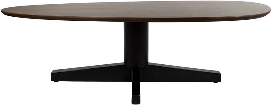 Couchtisch 130 organisch mit brauner Platte und schwarzem Spinnenbein, auf weißem Hintergrund fotografiert - MySons