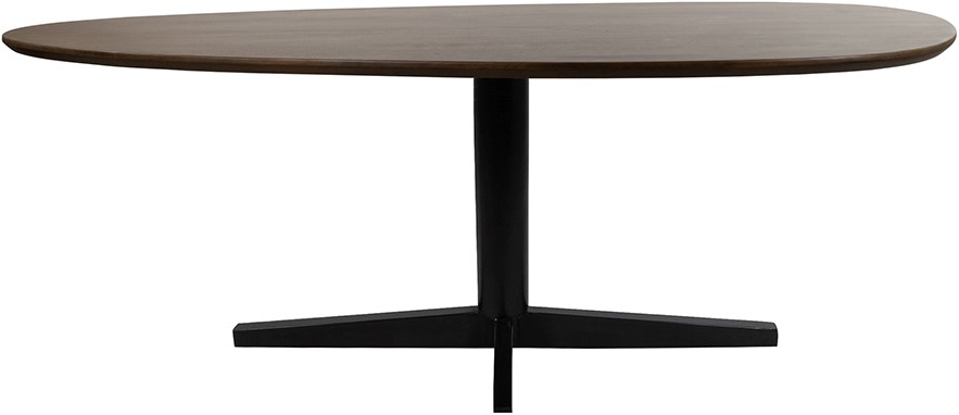 Esstisch 190, organisch, Tischbein Black, Mango Brown Walnut auf weißem Hintergrund, frontal aufgenommen - MySons