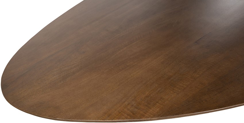 Nahaufnahme der organischen Tischplatte des Esstisch 190 in Mango Brown Walnut - MySons