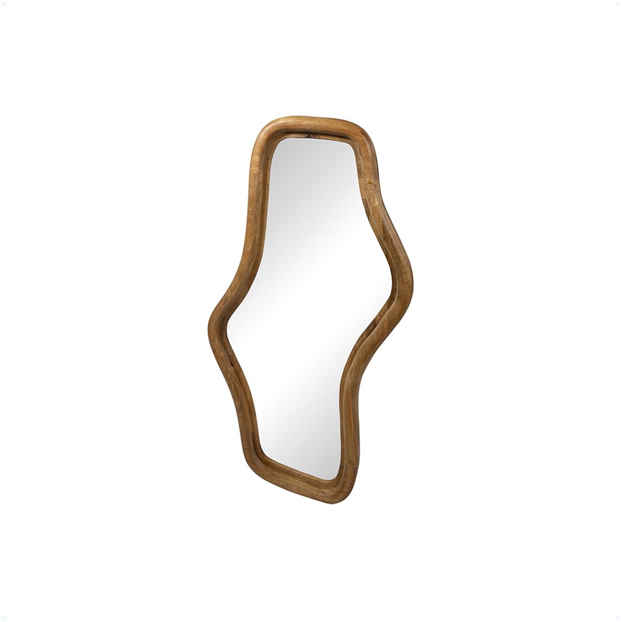 Wavy Spiegel 80, Smooth Natural auf weißem Hintergrund, aus leicht schräger Perspektive - MySons