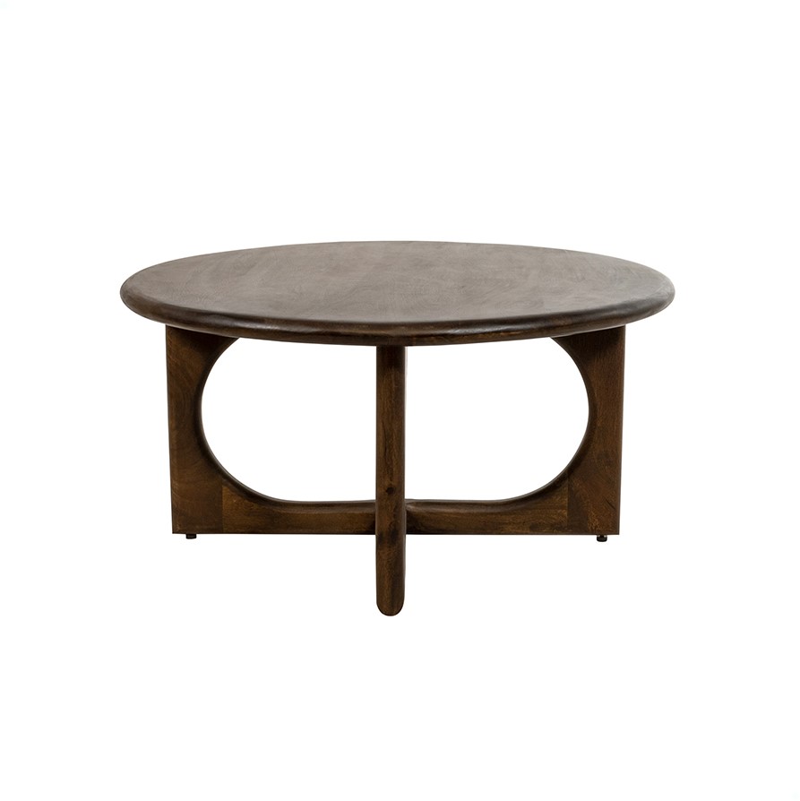 Couchtisch Ø80, H40, Mango Brown Walnut, Zodiac Collection auf weißem Hintergrund, Vorderansicht - MySons