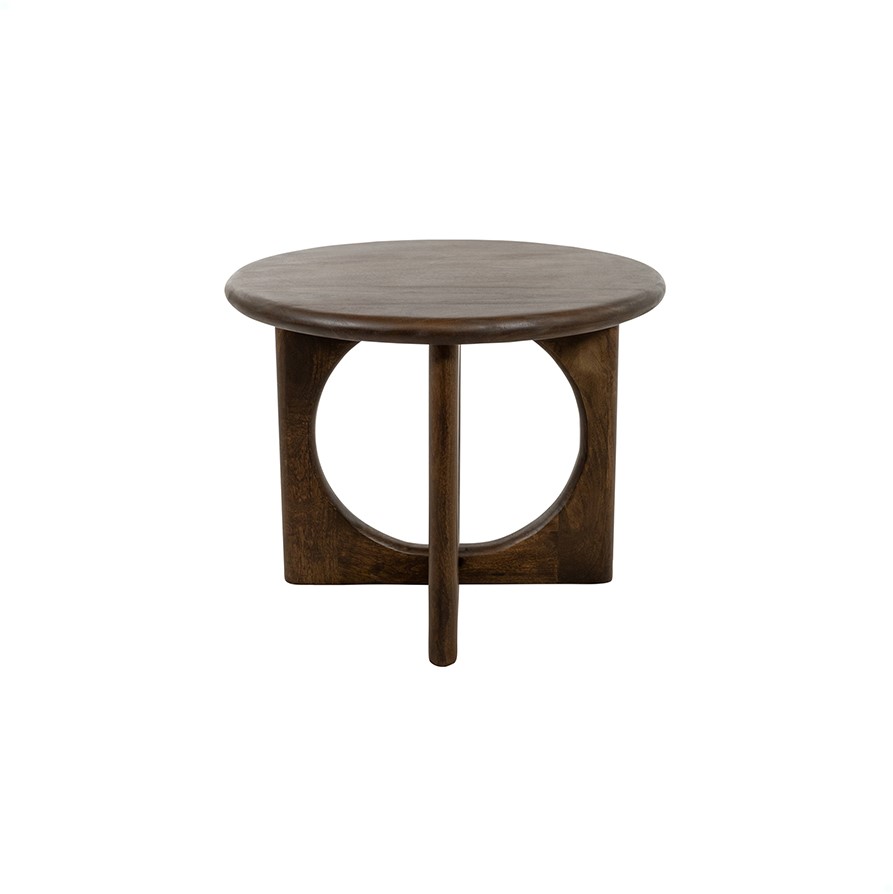 Couchtisch Ø60, H46, Mango Brown Walnut, Zodiac Collection auf weißem Hintergrund, aus leicht erhöhter Perspektive fotografiert - MySons