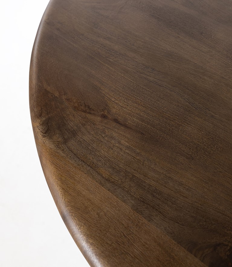 Detail der Tischplatte des Esstisch Ø130, Mango Brown Walnut, mit Holzmaserung - MySons