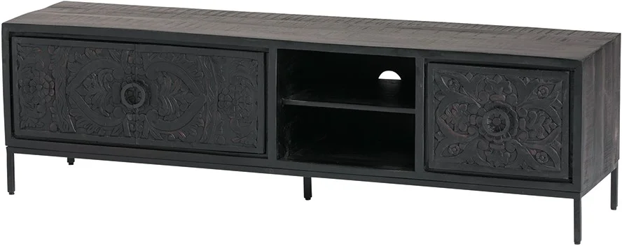 TV-Möbel Montclair 190 cm Mangoholz, schwarz - My Sons