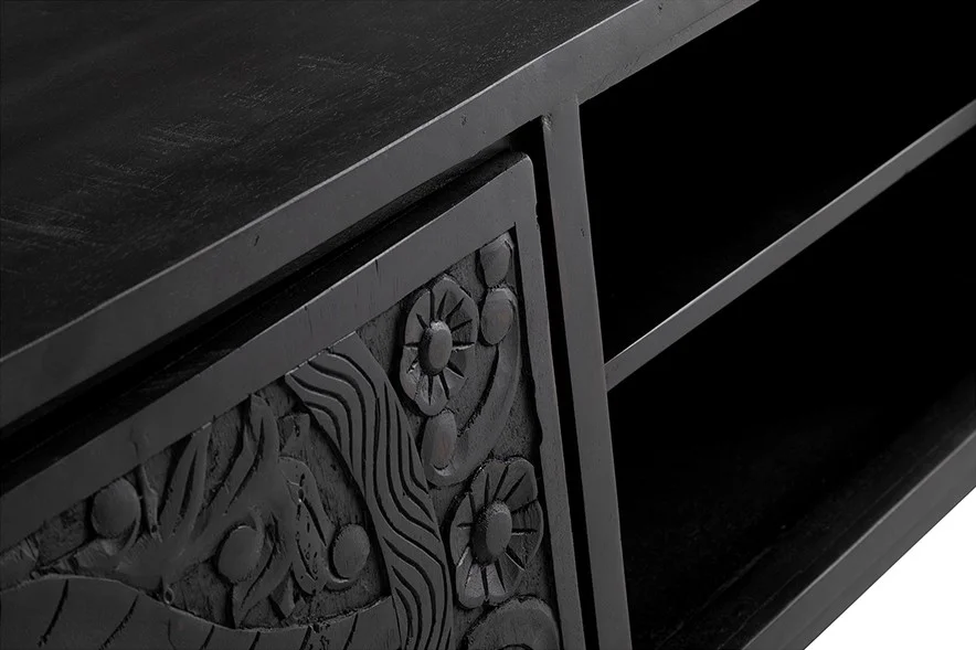 TV-Möbel Montclair 190 cm Mangoholz, schwarz - MySons