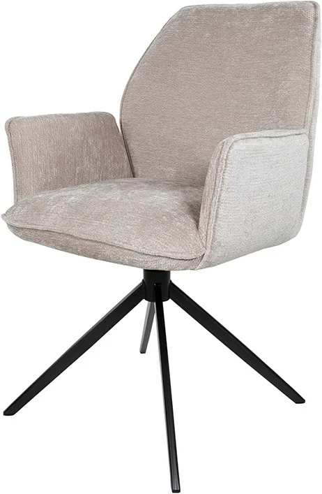 Riva swivel dining armchair, Vibe Beige 08 (Vibe stof; metalen onderstel) - My Sons