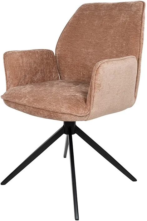 Riva swivel dining armchair, Vibe Salmon 52 (Vibe stof; metalen onderstel) - My Sons