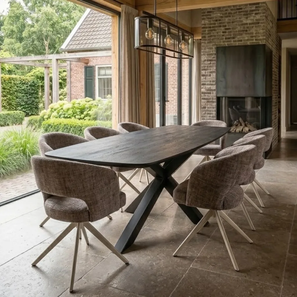 Esstisch Dänisch oval schwarz | Mangoholz - Mokana Furniture