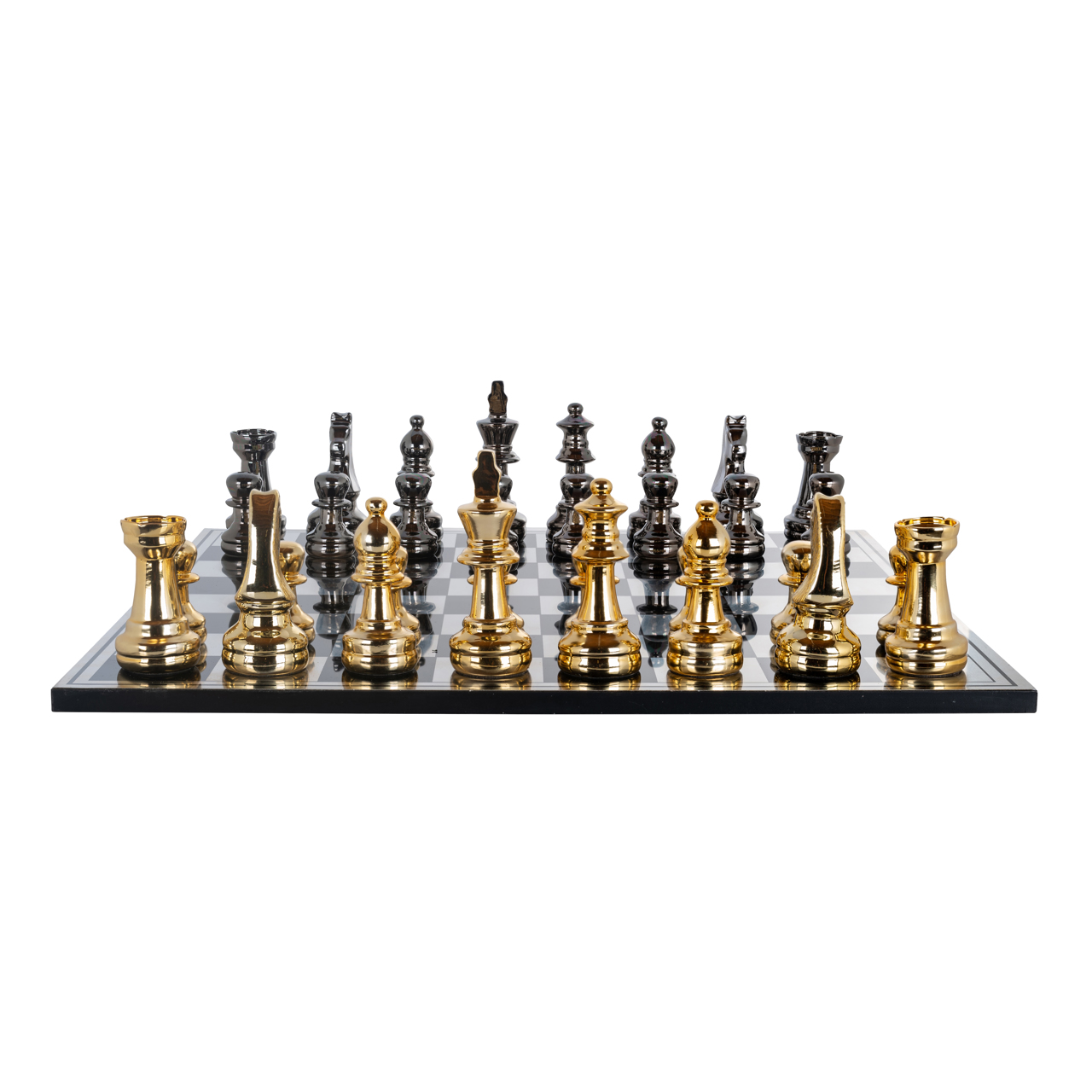 Dekoratives Spiel Saray black/gold chessboard (Polyresin) - Richmond Interiors