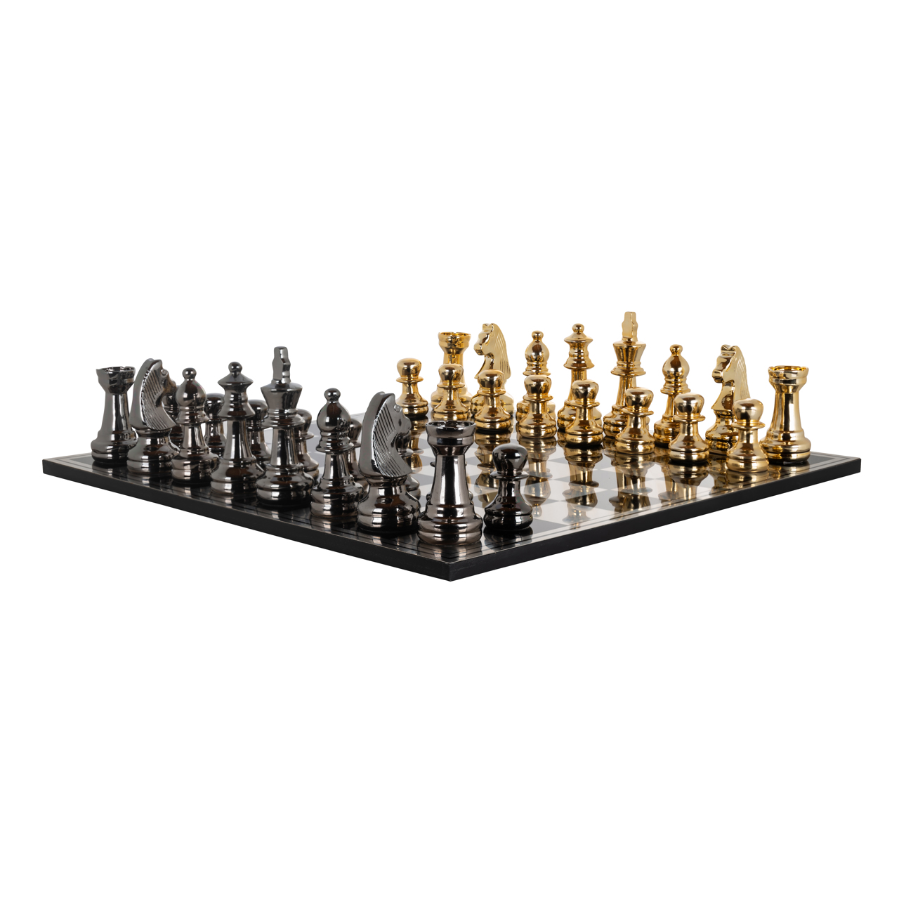 Juego decorativo Saray black/gold chessboard - Richmond Interiors