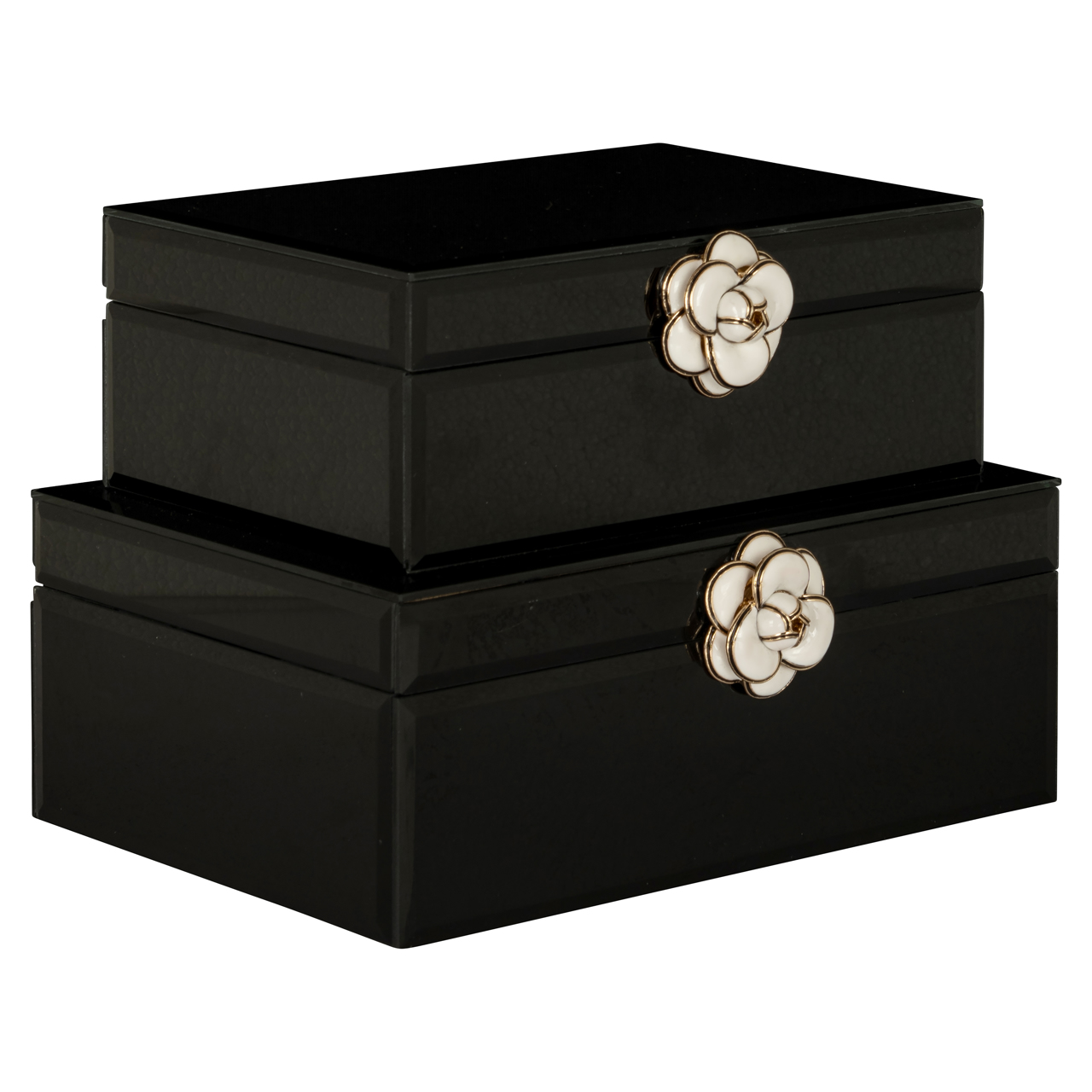 Aufbewahrungsbox Vivy black large (Mdf|Glas) - Richmond Interiors