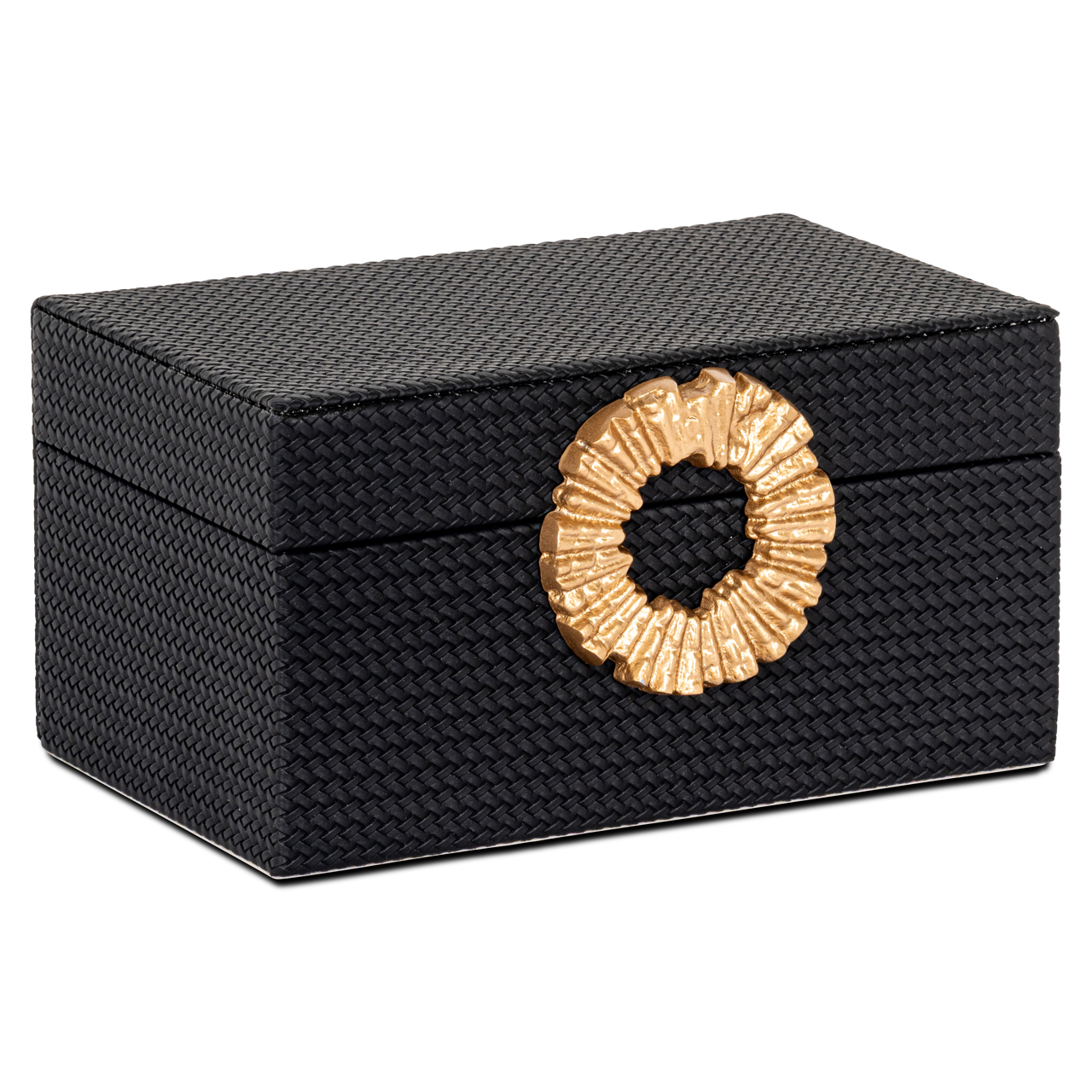 Aufbewahrungsbox Amal black/gold small (Mdf|Pu Leder|zinklegering) - Richmond Interiors