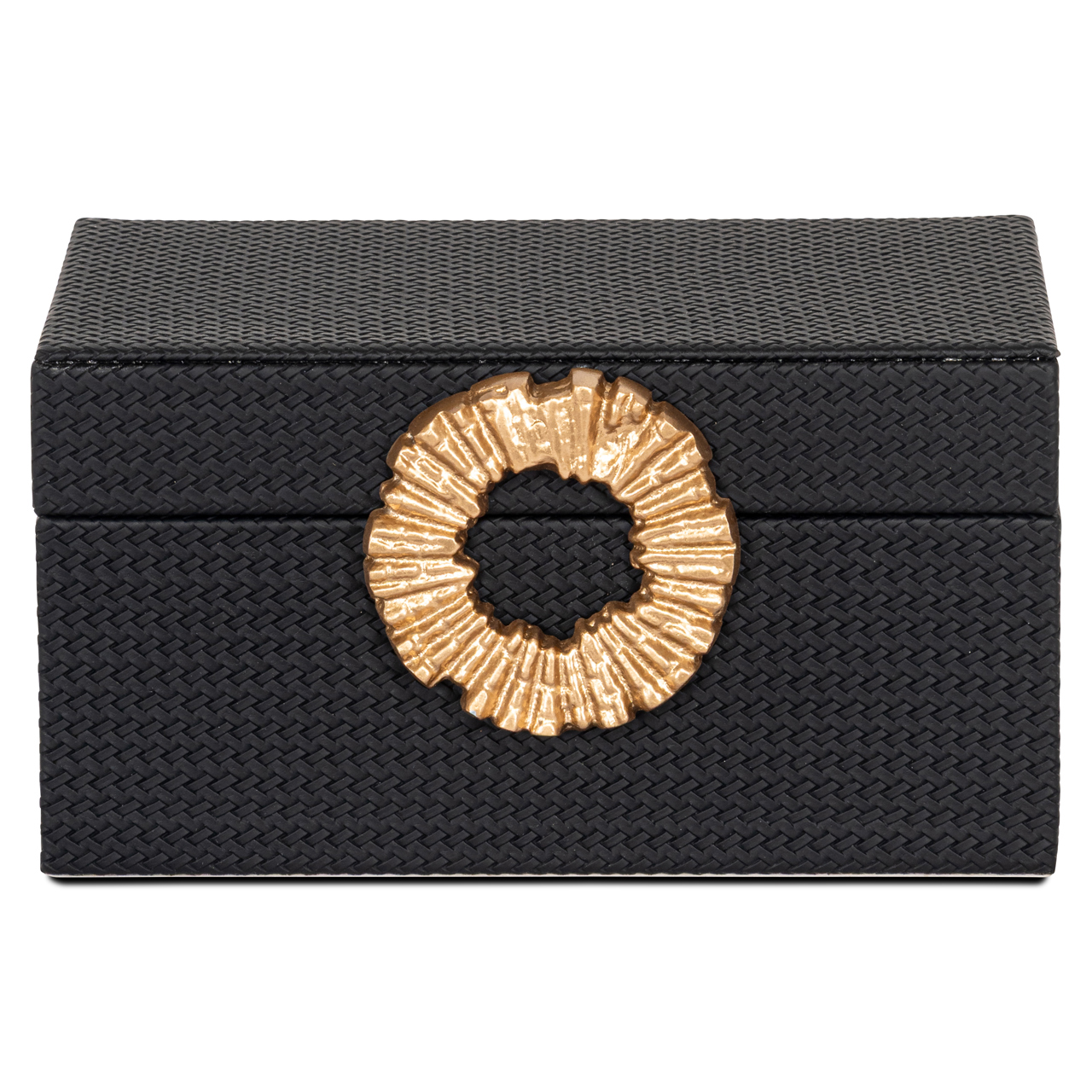 Aufbewahrungsbox Amal black/gold small (Mdf|Pu Leder|zinklegering) - Richmond Interiors