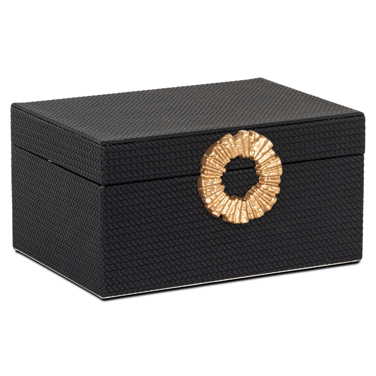 Aufbewahrungsbox Amal black/gold large (Mdf|Pu Leder|zinklegering) - Richmond Interiors