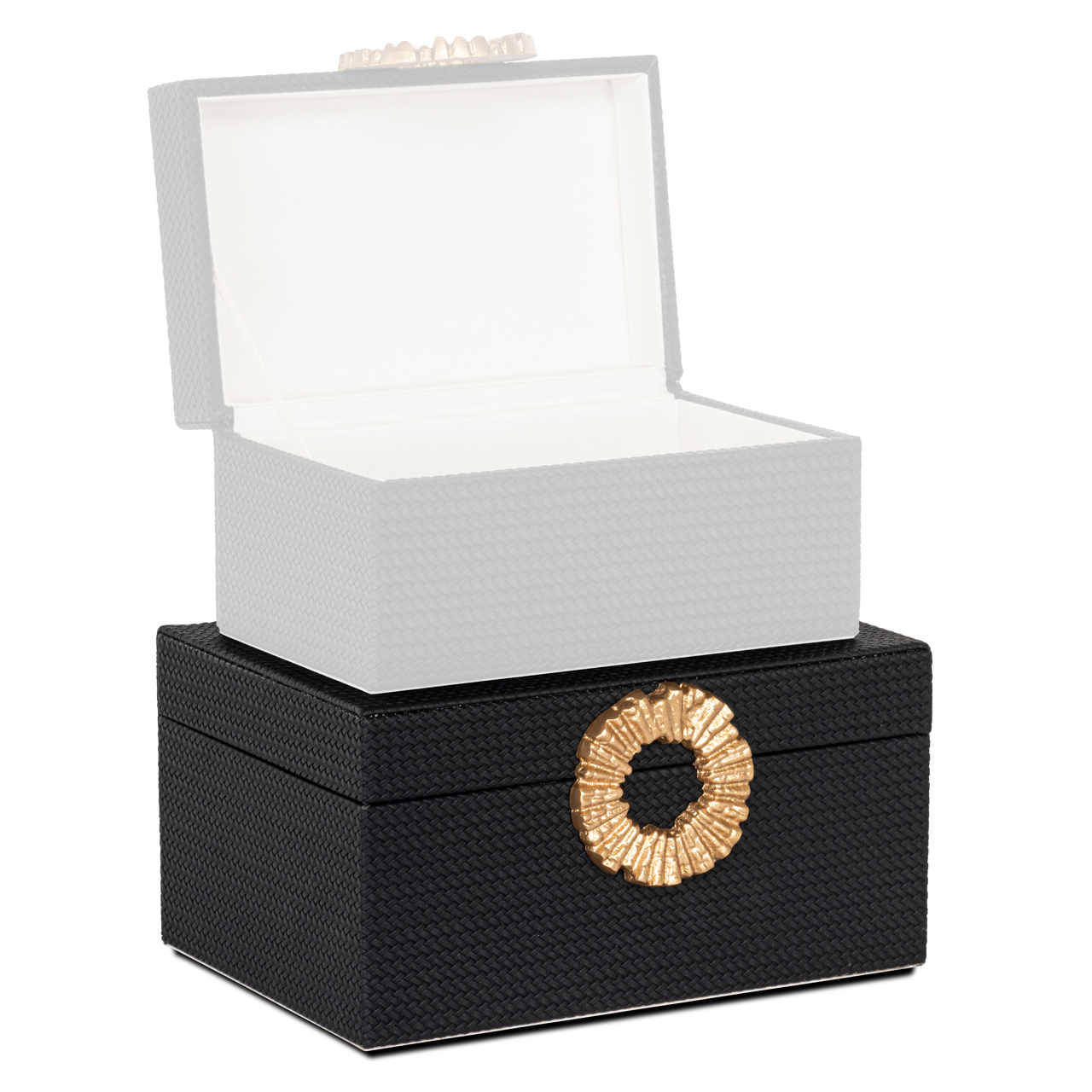 Aufbewahrungsbox Amal black/gold large (Mdf|Pu Leder|zinklegering) - Richmond Interiors