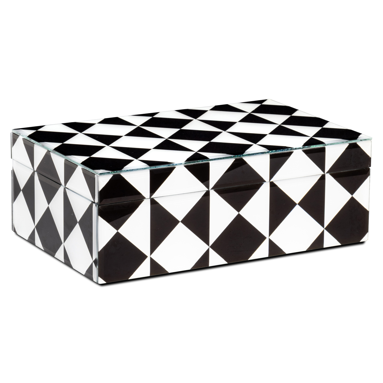 Aufbewahrungsbox Silas black/white large (Mdf|Glas) - Richmond Interiors