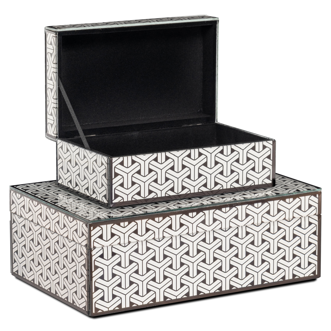 Aufbewahrungsbox Feliz black/white large (Mdf|Glas) - Richmond Interiors