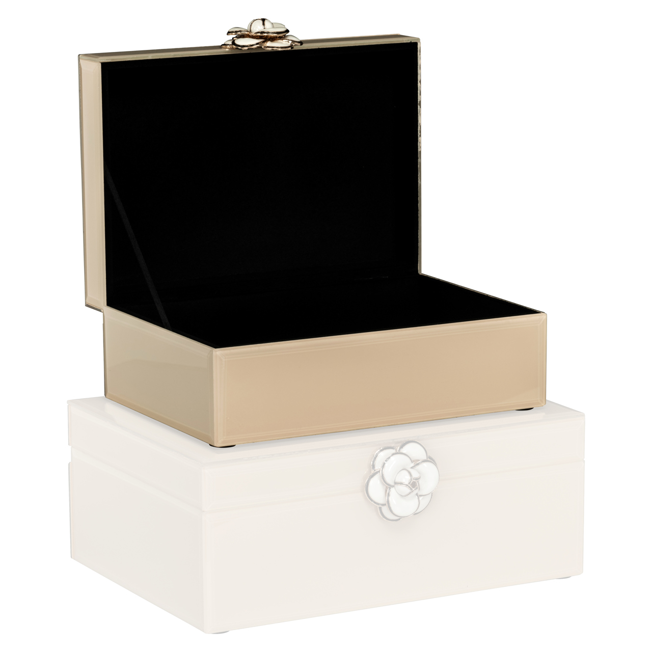 Aufbewahrungsbox Abbey ivory small (Mdf|Glas|zinklegering) - Richmond Interiors