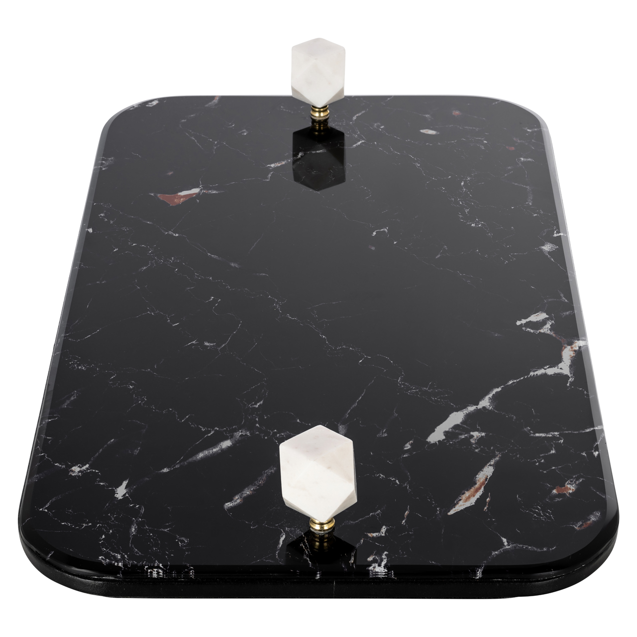 Tablett Yaya black (Mdf|Glas|Rexeen) - Richmond Interiors