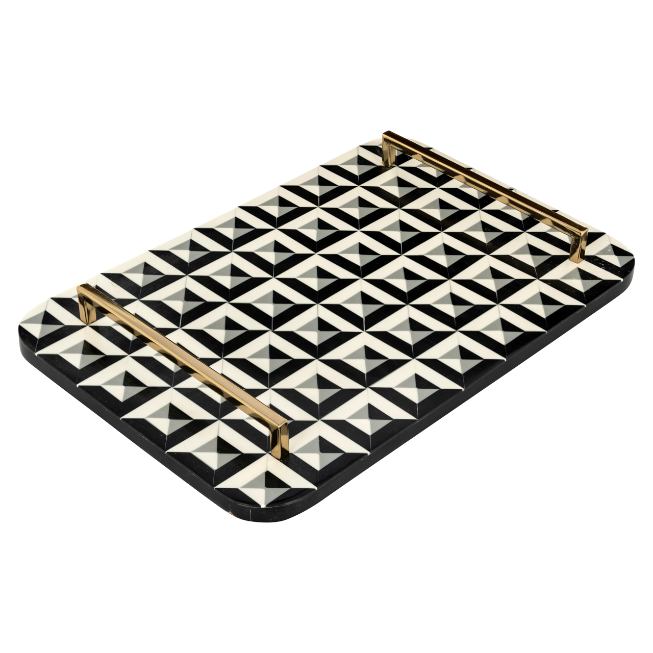 Tray Birte black/white (Resin|Staal) - Richmond Interiors