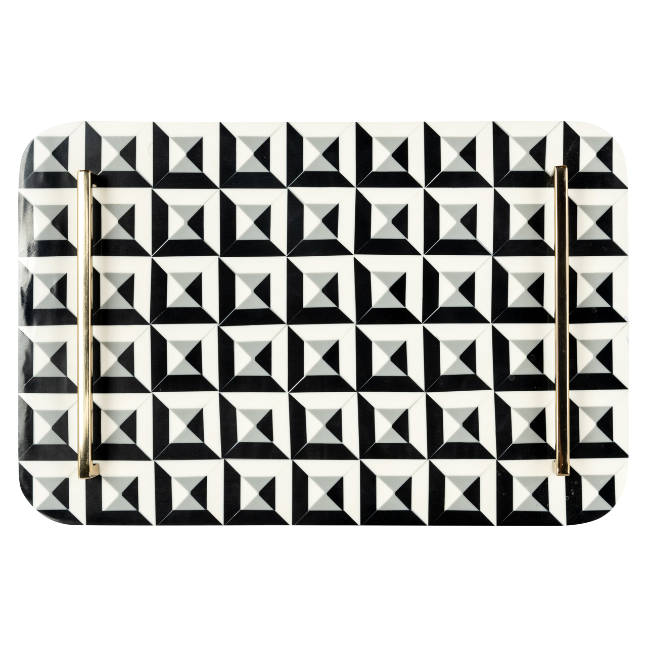 Tablett Birte black/white (Resin|Stahl) - Richmond Interiors