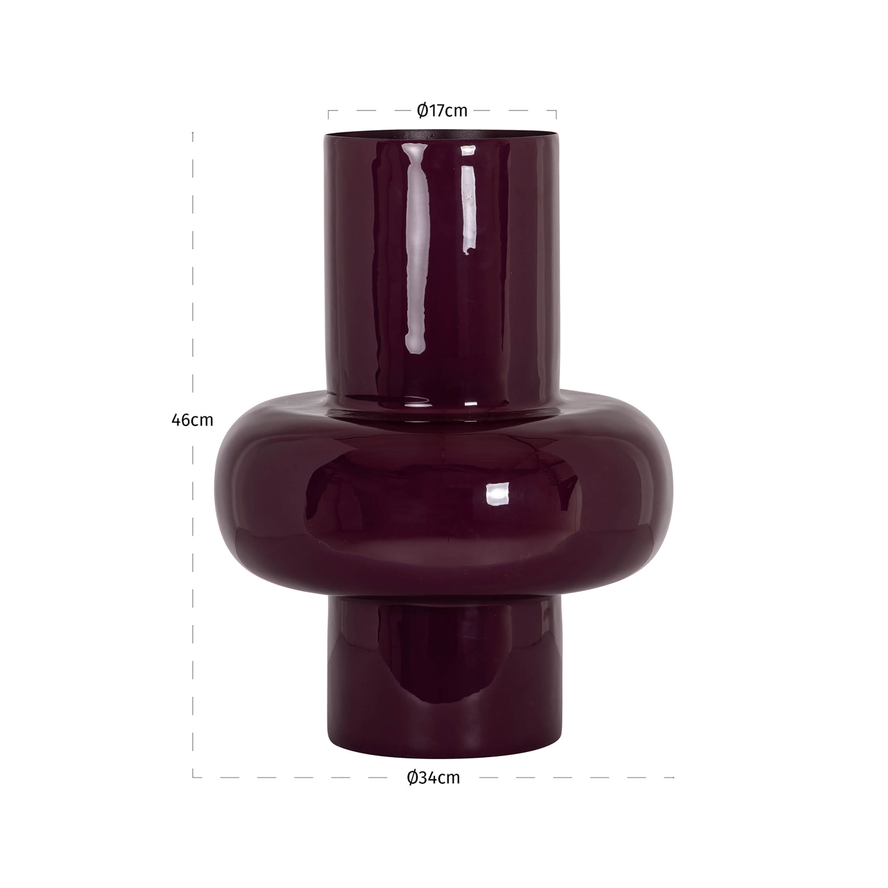 Vase Ashlyn burgundy small (Ijzer|Emaille) - Richmond Interiors