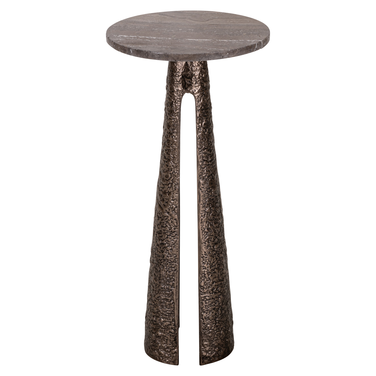 Beistelltisch Eldora bronze 30Ø (Aluminium|Travertine) - Richmond Interiors